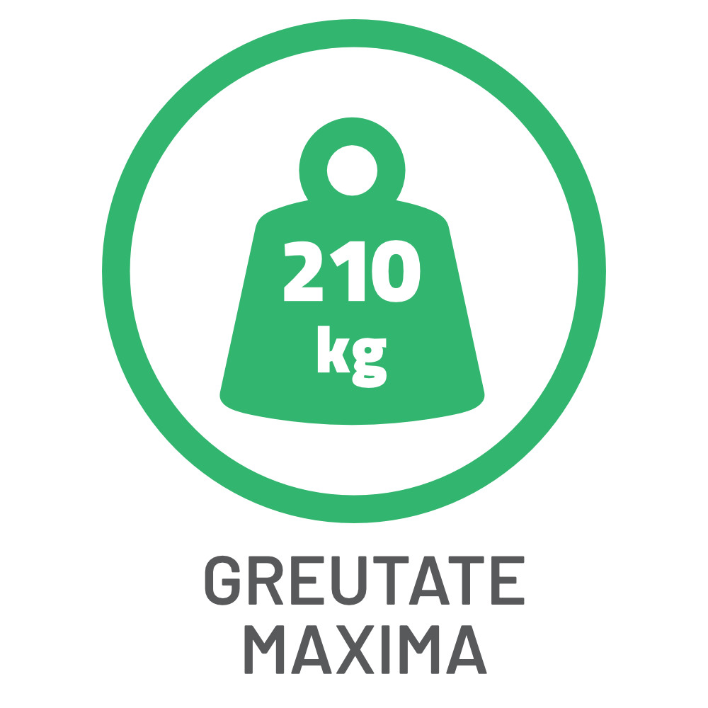 Greutate maximă suportată de 210 kg pentru utilizatori și sarcini multiple